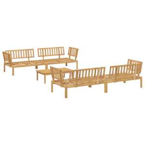 Set pohovek s polštářem 5 pcs Šedá Masivní akátové dřevo - obrázek 3