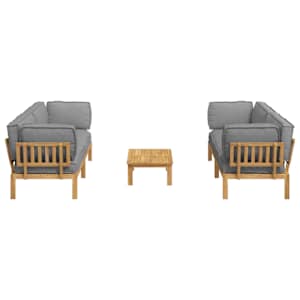 Set pohovek s polštářem 5 pcs Šedá Masivní akátové dřevo - obrázek 10