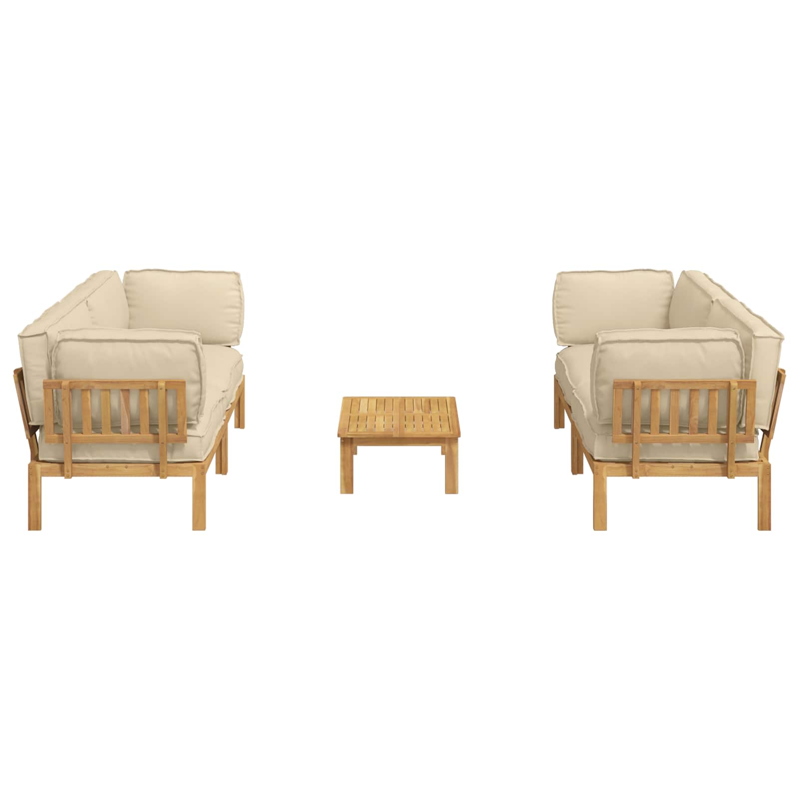 Bankstel met kussen Effen 5 pcs Beige Massief Acaciahout image 10
