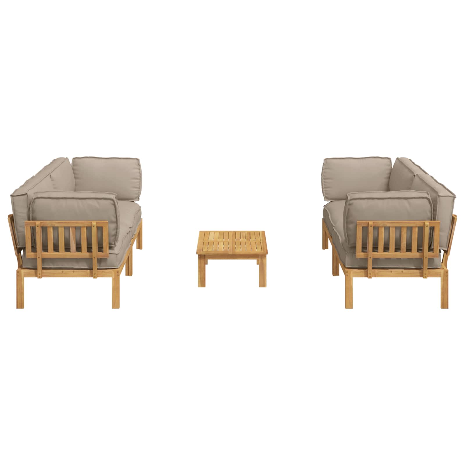 Bankstel met kussen Effen 5 pcs Taupe Massief Acaciahout image 10