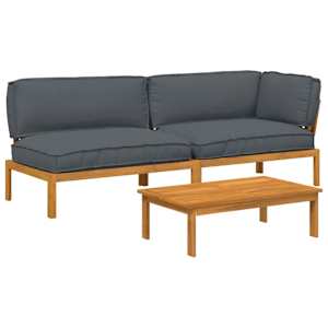 Set pohovek s polštářem 3 pcs Antracit Masivní akátové dřevo - obrázek 2