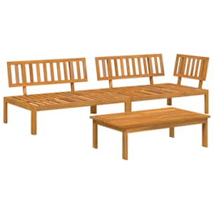 Set pohovek s polštářem 3 pcs Antracit Masivní akátové dřevo - obrázek 3