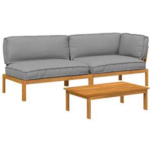Set pohovek s polštářem 3 pcs Krémová Masivní akátové dřevo - obrázek 2