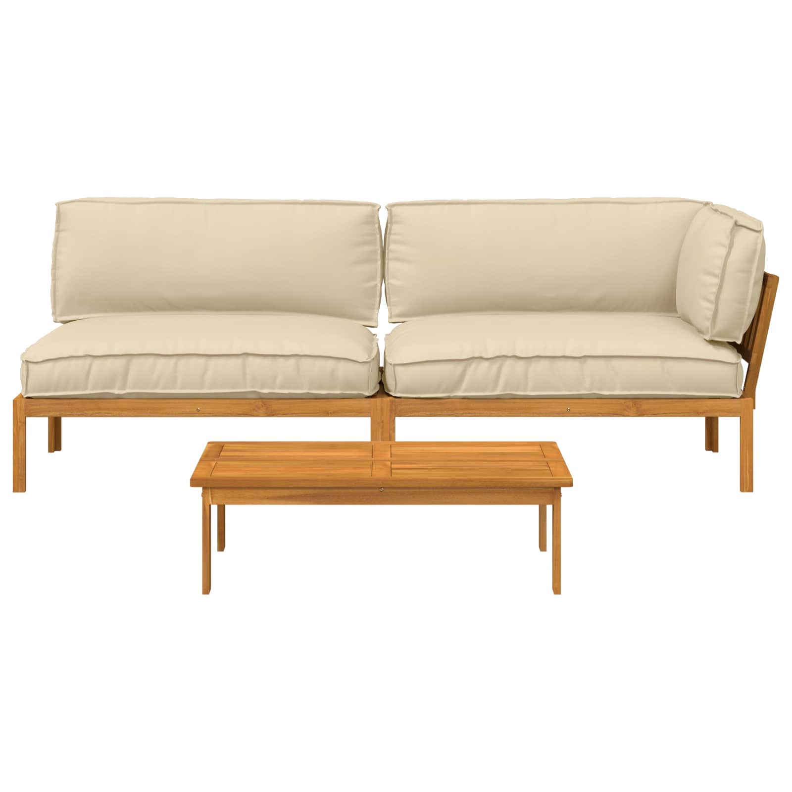 Bankstel met kussen Effen 3 pcs Beige Massief Acaciahout image 10