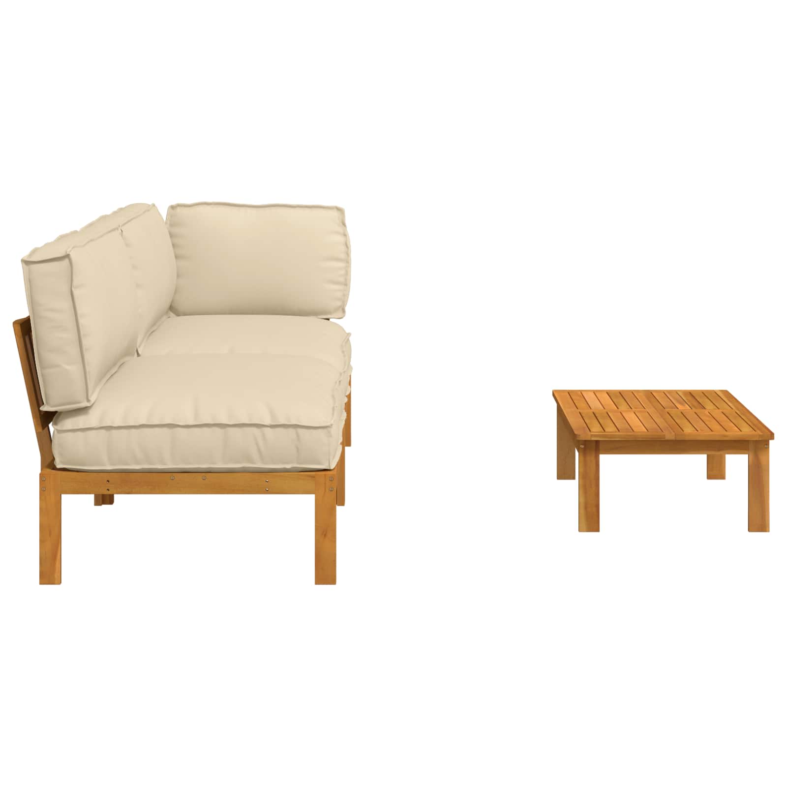 Bankstel met kussen Effen 3 pcs Beige Massief Acaciahout image 11