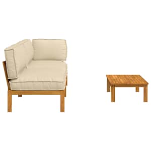 Set pohovek s polštářem 3 pcs Béžová Masivní akátové dřevo - obrázek 11
