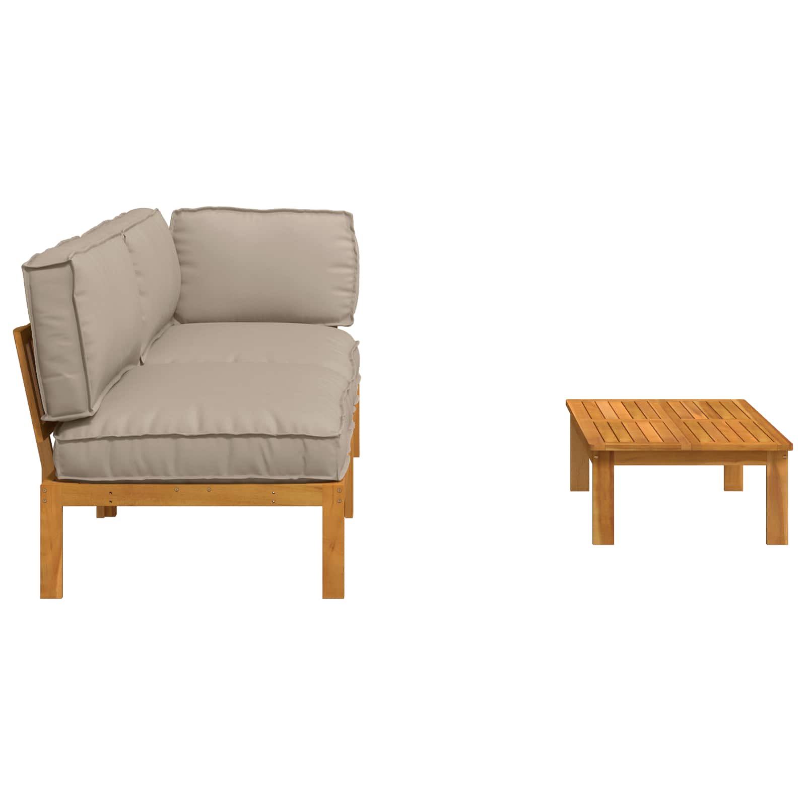 Bankstel met kussen Effen 3 pcs Taupe Massief Acaciahout image 11