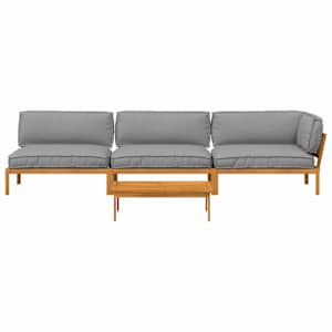 Set pohovek s polštářem 4 pcs Šedá Masivní akátové dřevo - obrázek 10