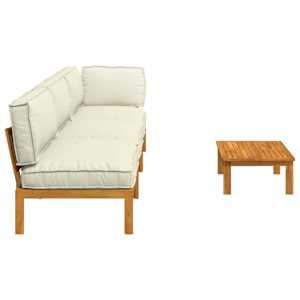 Set pohovek s polštářem 4 pcs Krémová Masivní akátové dřevo - obrázek 11