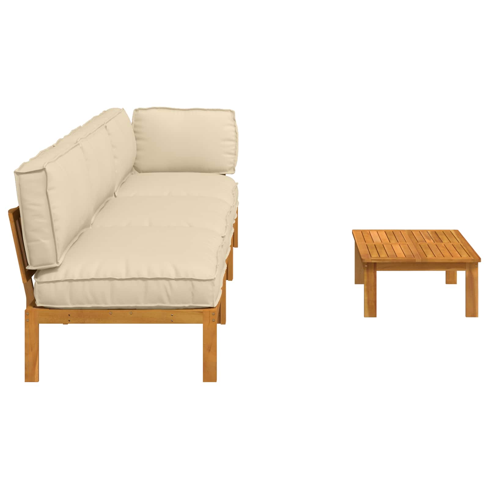 Bankstel met kussen Effen 4 pcs Beige Massief Acaciahout image 11