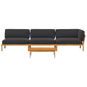 Set pohovek s polštářem 4 pcs Černá Masivní akátové dřevo - obrázek 10