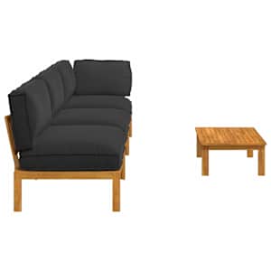 Set pohovek s polštářem 4 pcs Černá Masivní akátové dřevo - obrázek 11