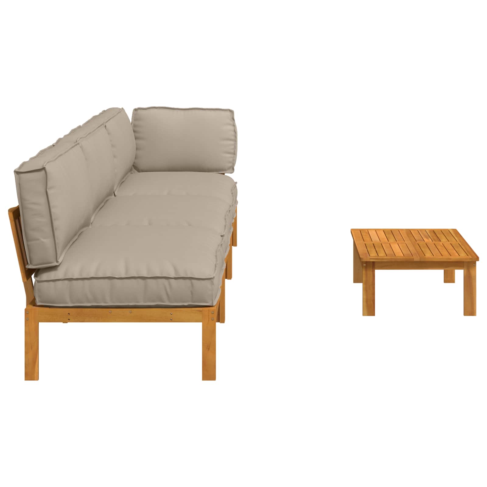 Bankstel met kussen Effen 4 pcs Taupe Massief Acaciahout image 11