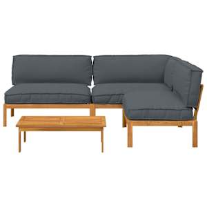 Set pohovek s polštářem 4 pcs Antracit Masivní akátové dřevo - obrázek 10