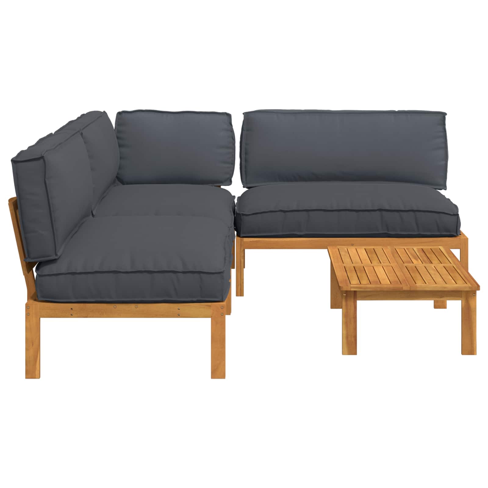 Bankstel met kussen Effen 4 pcs Antraciet Massief Acaciahout image 11