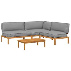 Set pohovek s polštářem 4 pcs Šedá Masivní akátové dřevo - obrázek 2
