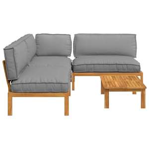 Set pohovek s polštářem 4 pcs Šedá Masivní akátové dřevo - obrázek 11