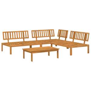 Set pohovek s polštářem 4 pcs Krémová Masivní akátové dřevo - obrázek 3