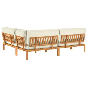 Set pohovek s polštářem 4 pcs Krémová Masivní akátové dřevo - obrázek 12