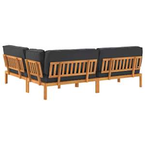 Set pohovek s polštářem 4 pcs Černá Masivní akátové dřevo - obrázek 12