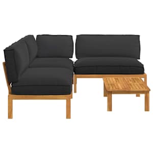Set pohovek s polštářem 4 pcs Černá Masivní akátové dřevo - obrázek 11