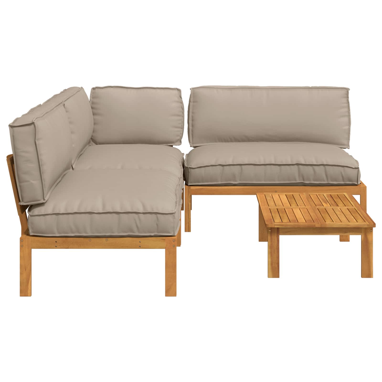 Bankstel met kussen Effen 4 pcs Taupe Massief Acaciahout image 11