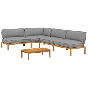 Set pohovek s polštářem 5 pcs Šedá Masivní akátové dřevo - obrázek 2