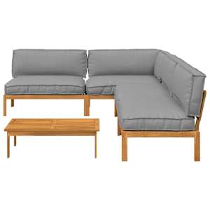 Set pohovek s polštářem 5 pcs Šedá Masivní akátové dřevo - obrázek 10