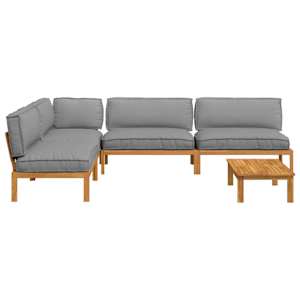Set pohovek s polštářem 5 pcs Šedá Masivní akátové dřevo - obrázek 11