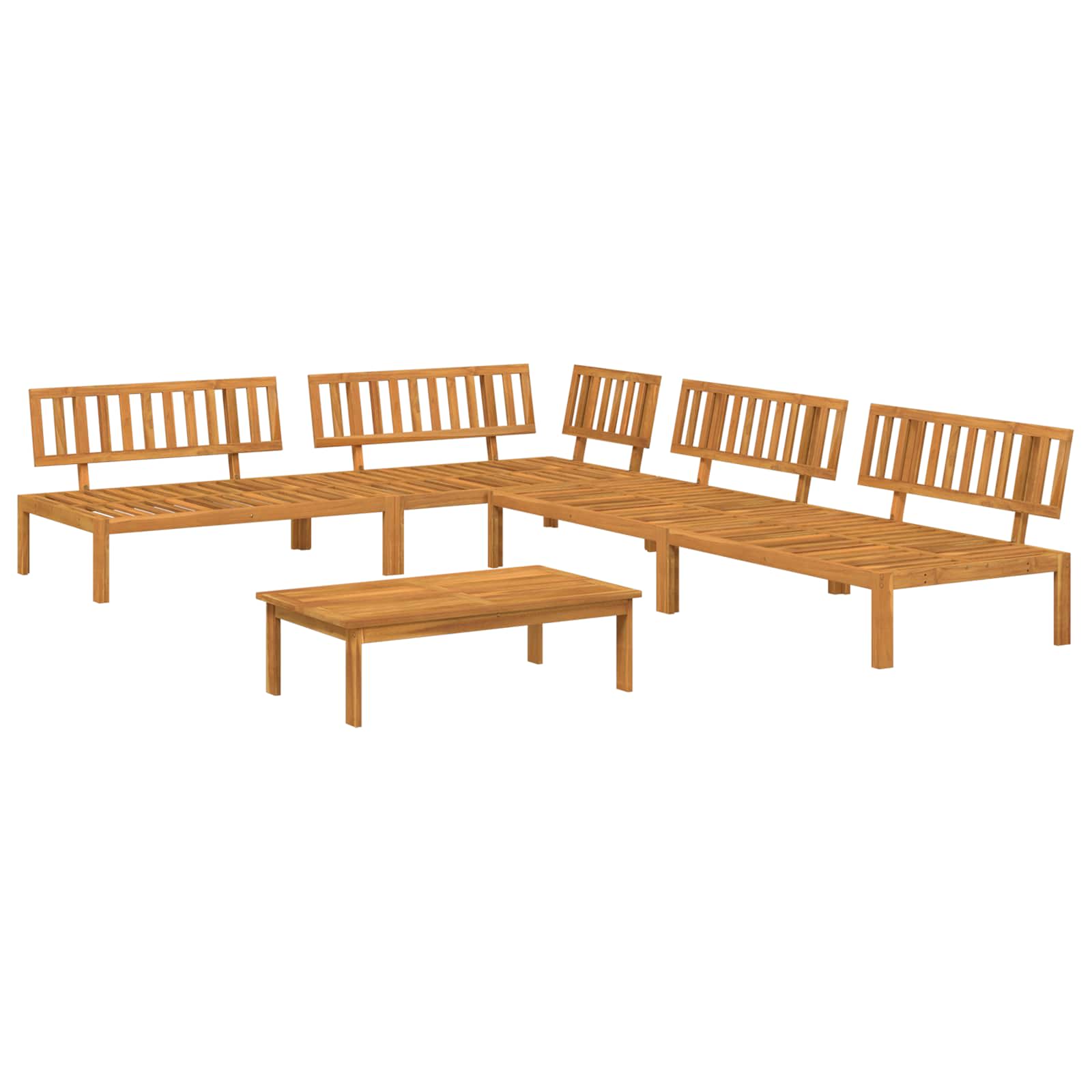 Bankstel met kussen Effen 5 pcs Beige Massief Acaciahout image 3