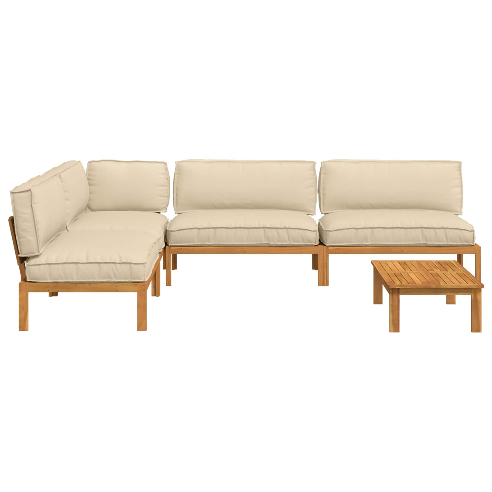 Bankstel met kussen Effen 5 pcs Beige Massief Acaciahout image 11