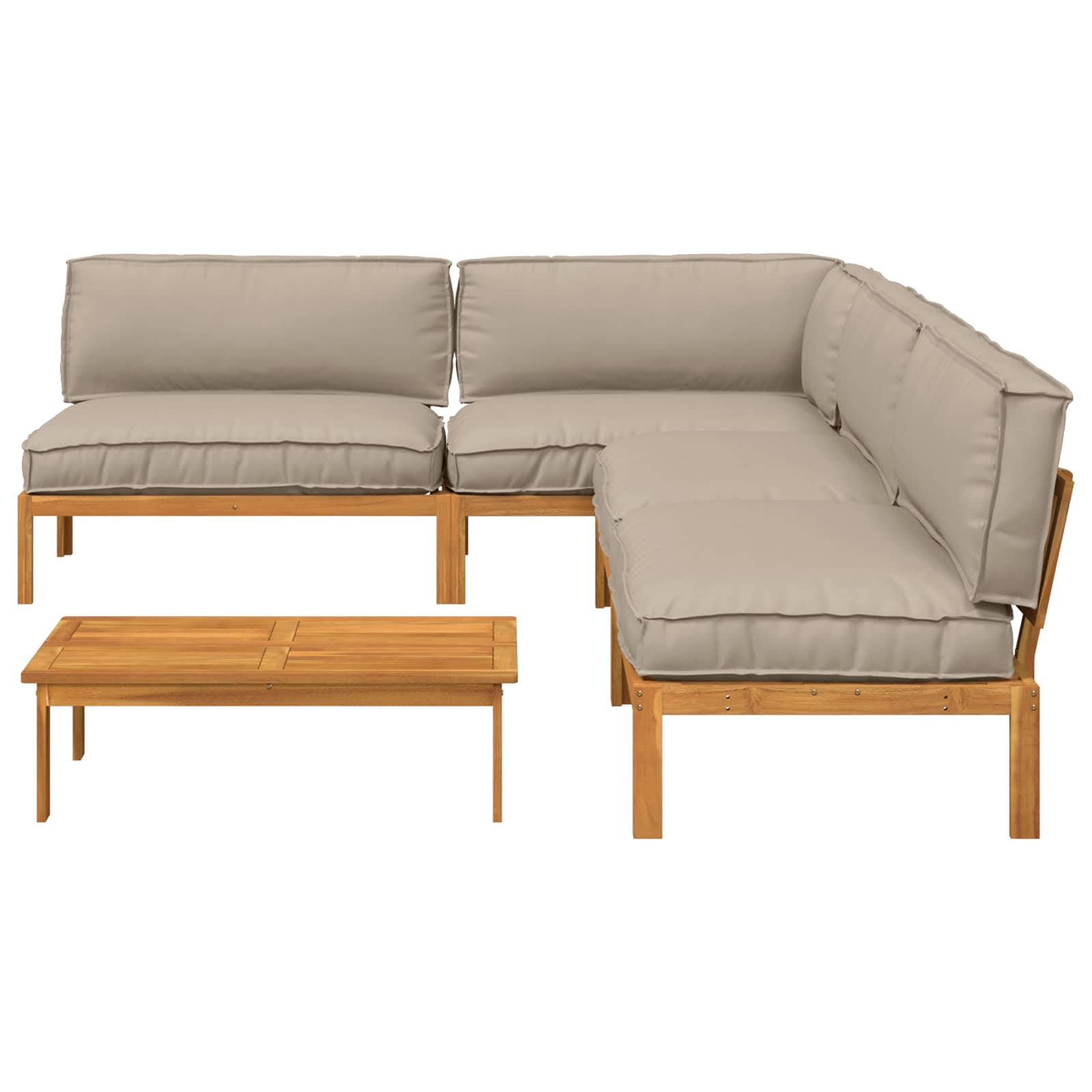 Bankstel met kussen Effen 5 pcs Taupe Massief Acaciahout image 10