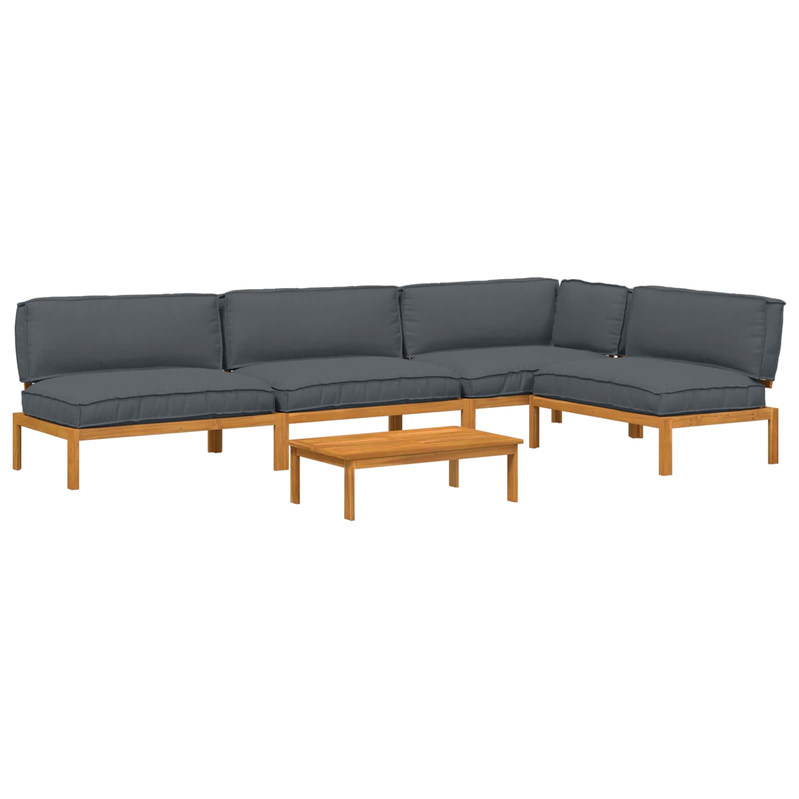 Bankstel met kussen Effen 5 pcs Antraciet Massief Acaciahout image 2