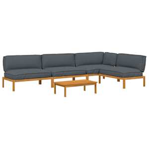 Set pohovek s polštářem 5 pcs Antracit Masivní akátové dřevo - obrázek 2