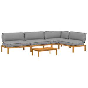 Set pohovek s polštářem 5 pcs Šedá Masivní akátové dřevo - obrázek 2