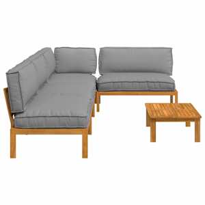 Set pohovek s polštářem 5 pcs Šedá Masivní akátové dřevo - obrázek 11