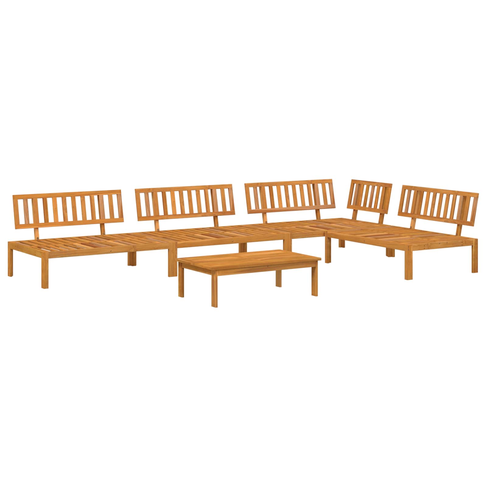 Bankstel met kussen Effen 5 pcs Beige Massief Acaciahout image 3