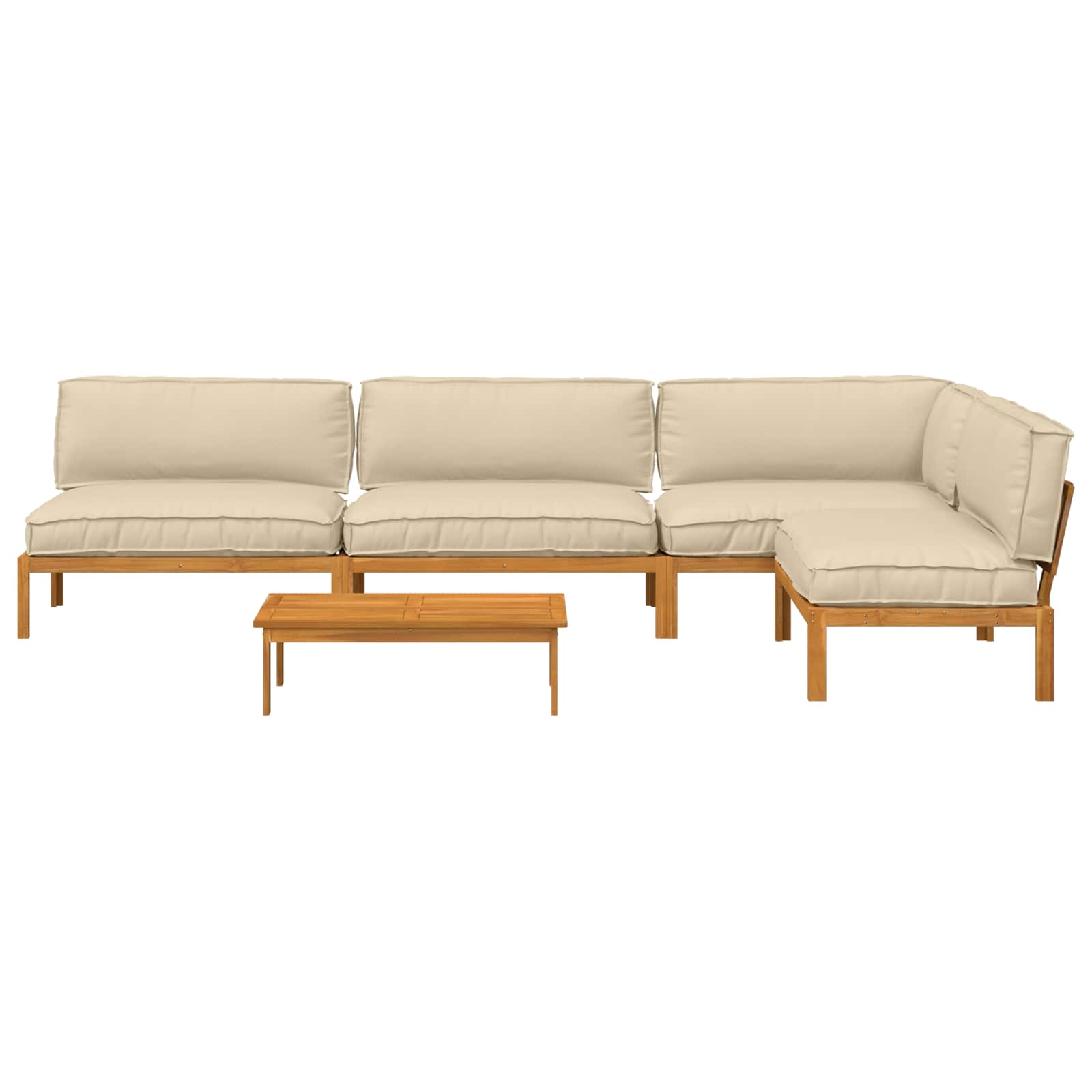 Bankstel met kussen Effen 5 pcs Beige Massief Acaciahout image 10