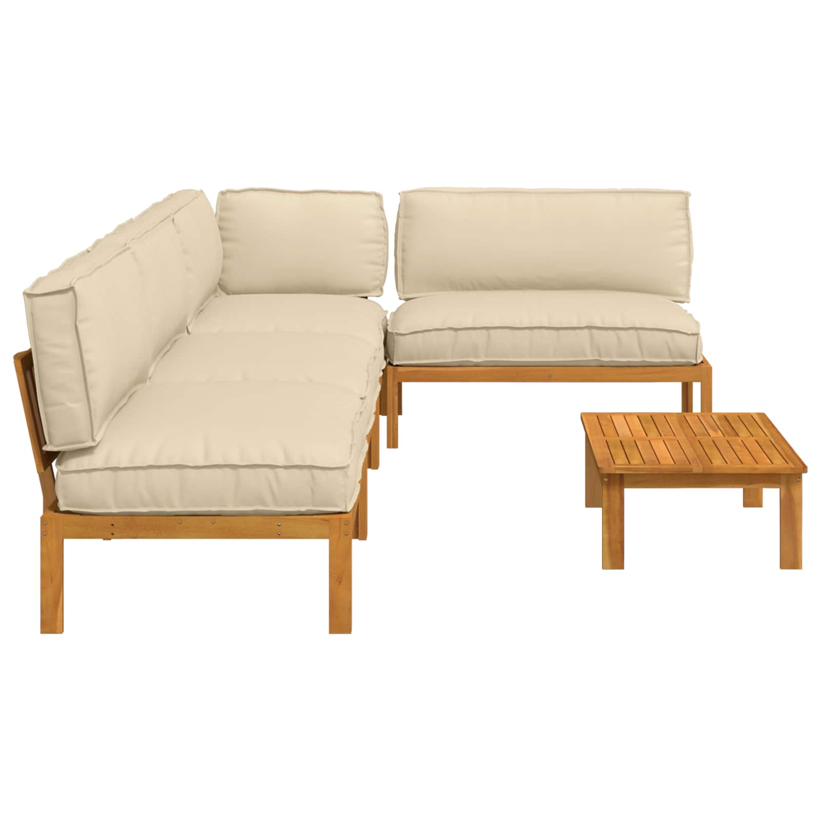 Bankstel met kussen Effen 5 pcs Beige Massief Acaciahout image 11
