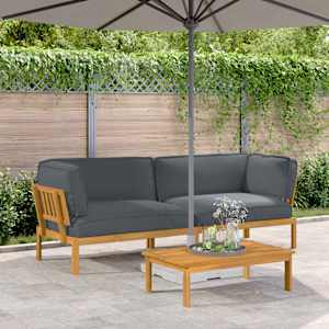 Kavčna garnitura z blazino 2 pcs Antracit Masiven les akacije