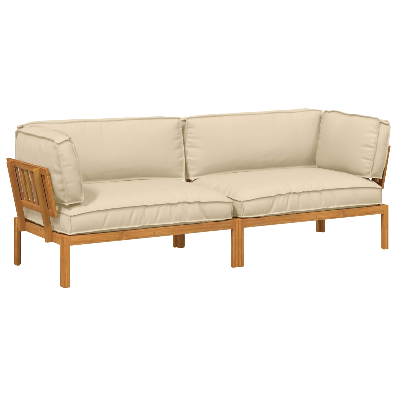 Bankstel met kussen Effen 2 pcs Beige Massief Acaciahout image 2