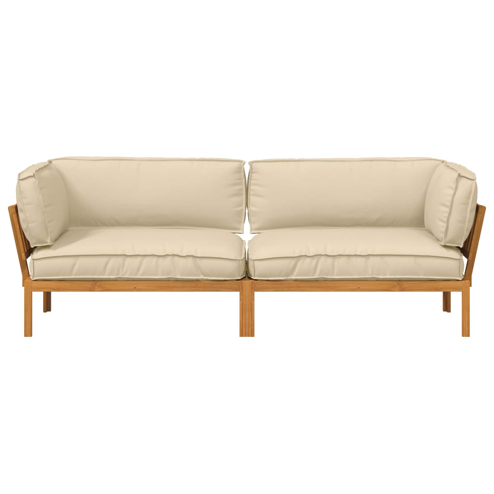 Bankstel met kussen Effen 2 pcs Beige Massief Acaciahout image 8
