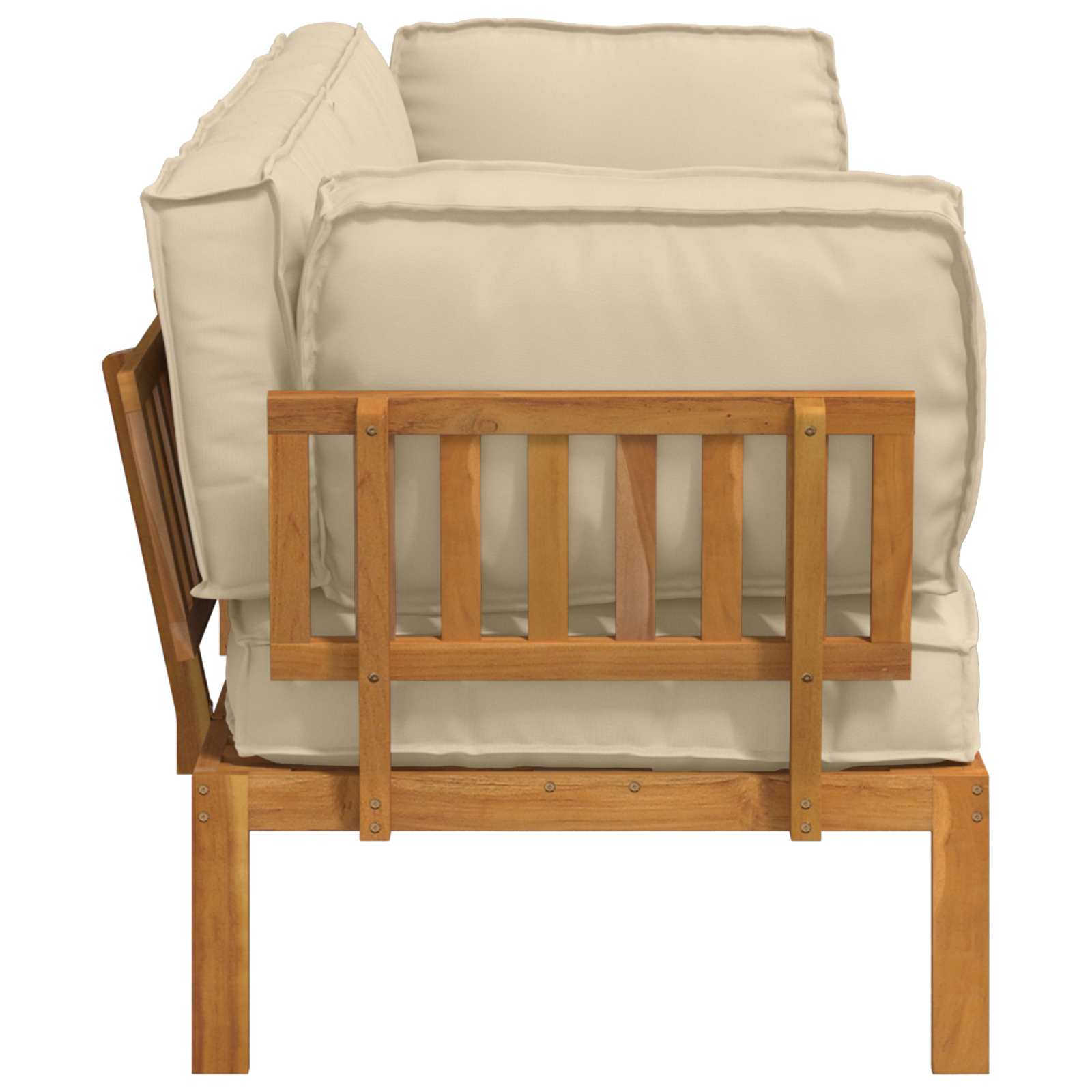 Bankstel met kussen Effen 2 pcs Beige Massief Acaciahout image 9