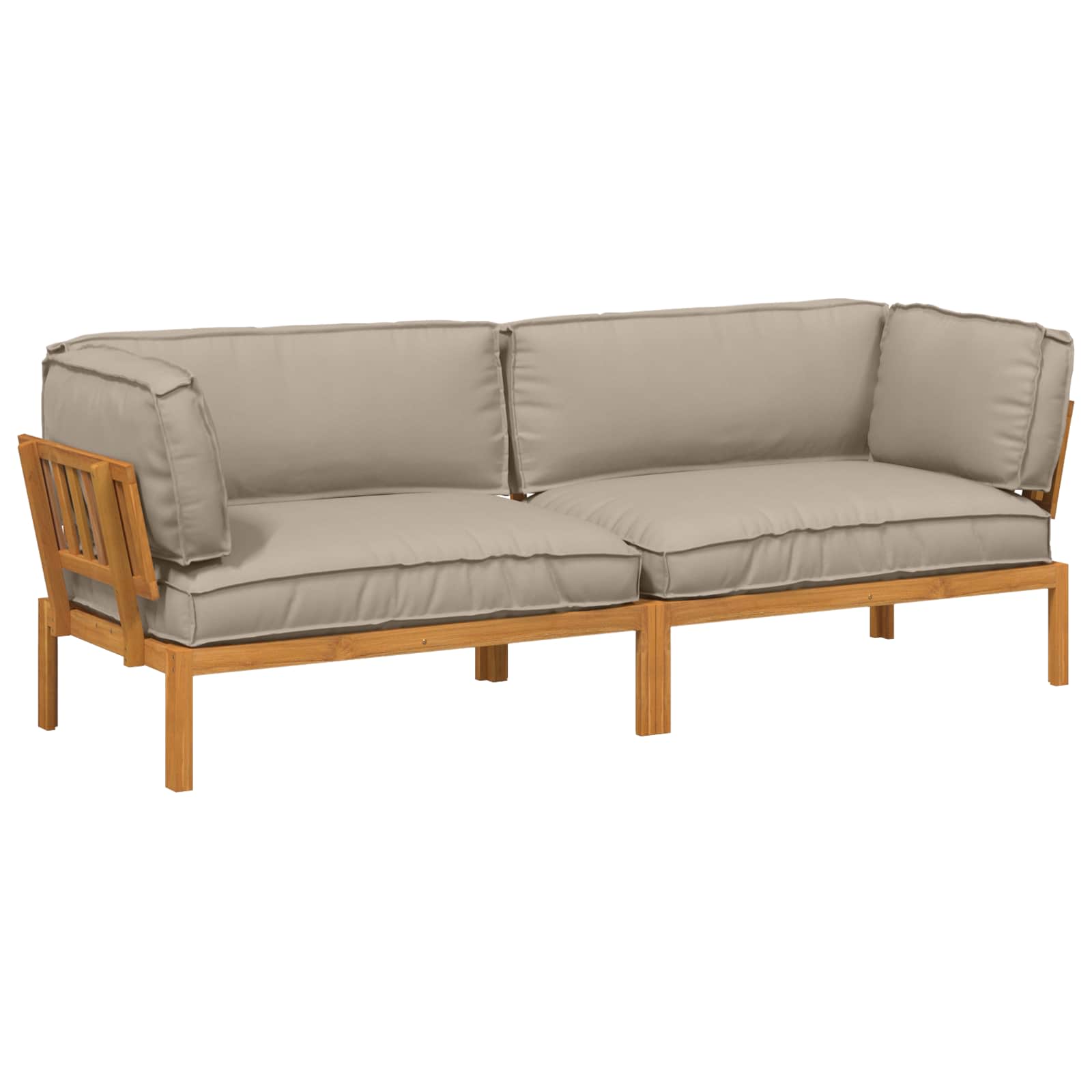 Bankstel met kussen Effen 2 pcs Taupe Massief Acaciahout image 2