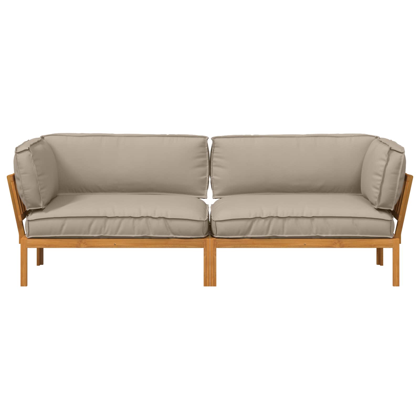 Bankstel met kussen Effen 2 pcs Taupe Massief Acaciahout image 8