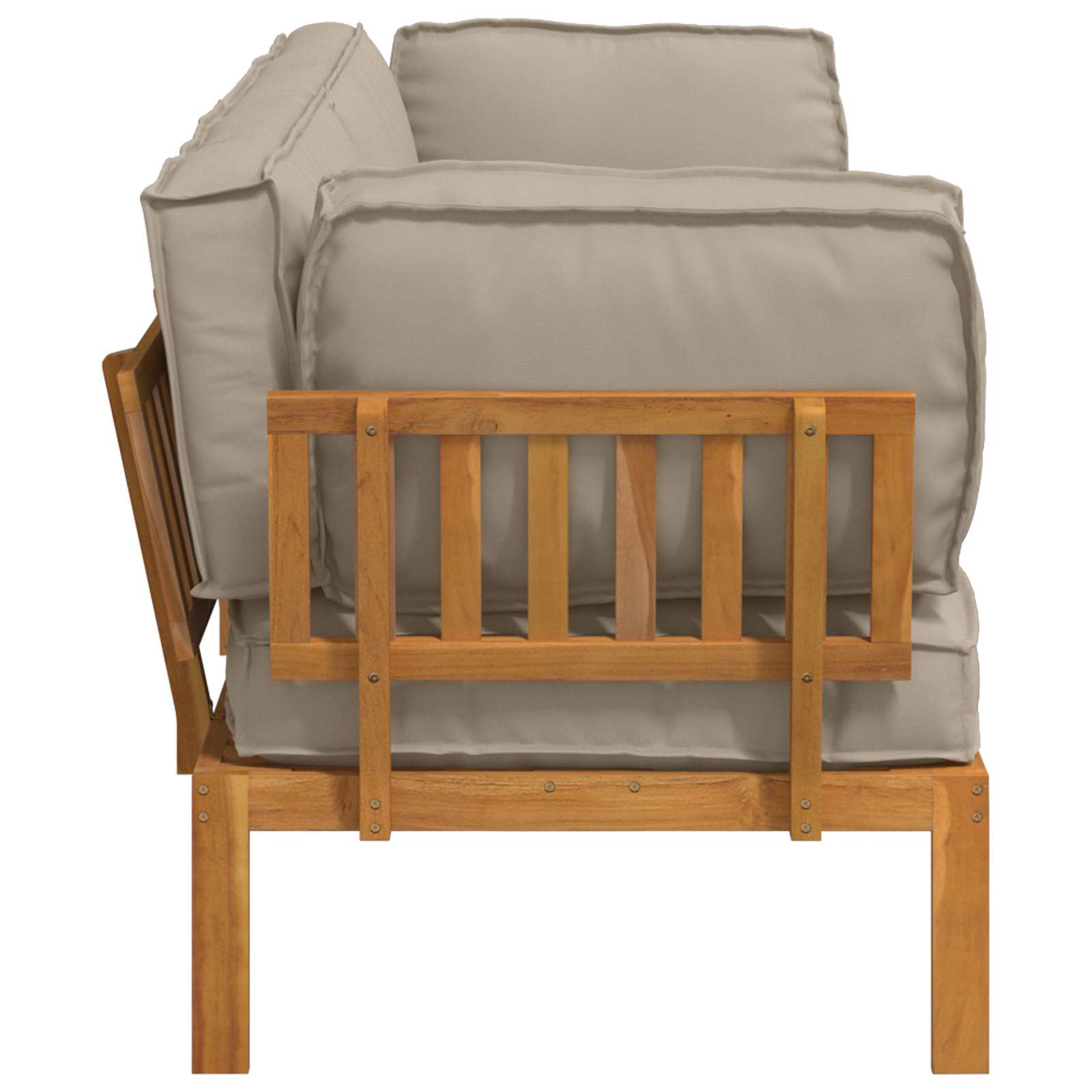 Bankstel met kussen Effen 2 pcs Taupe Massief Acaciahout image 9