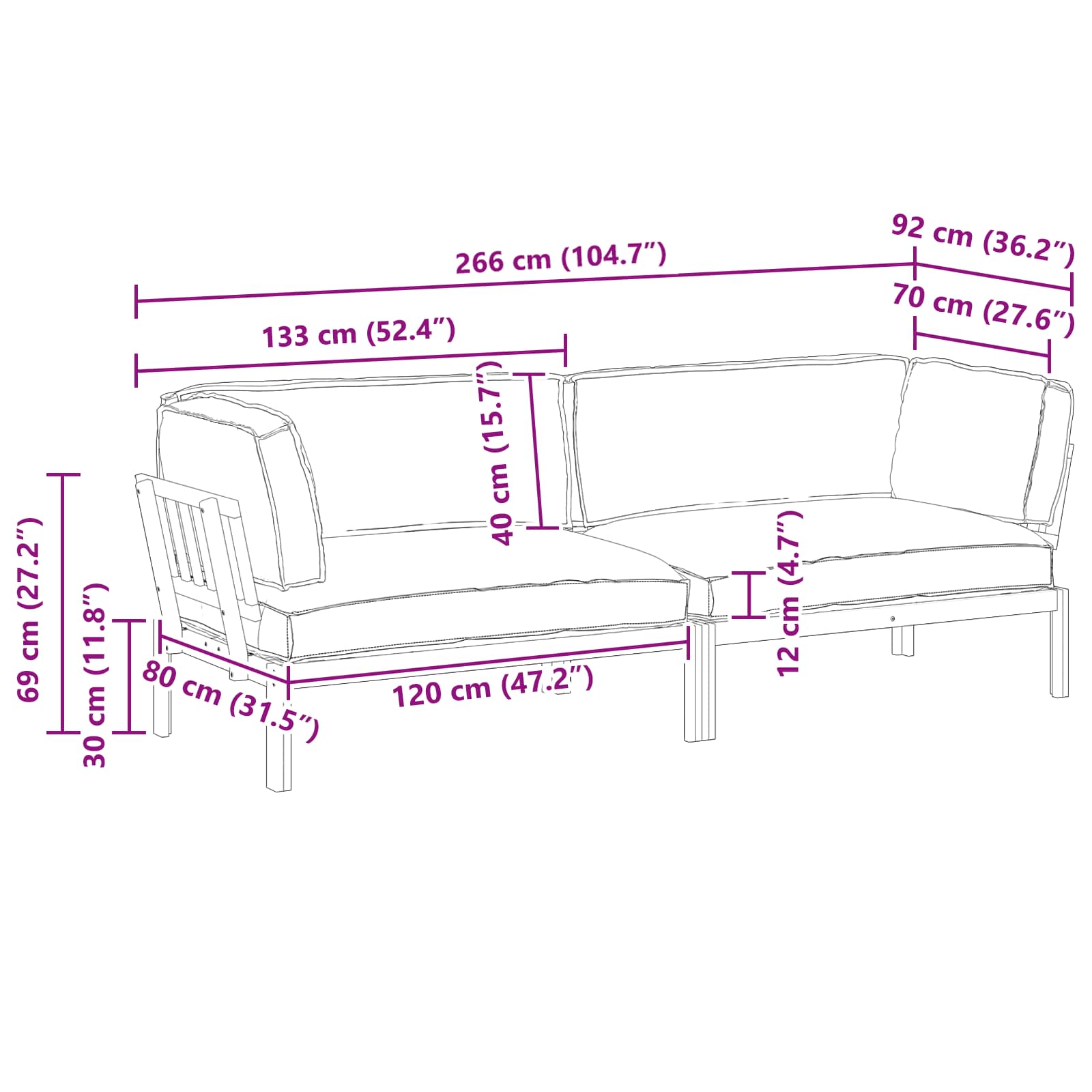 Bankstel met kussen Effen 2 pcs Taupe Massief Acaciahout image 14