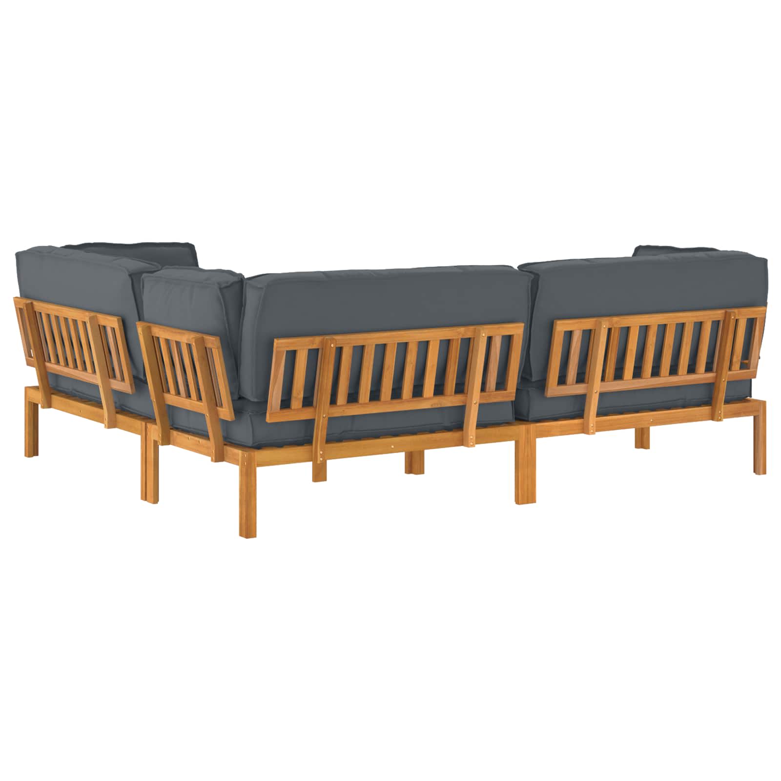 Bankstel met kussen Effen 4 pcs Antraciet Massief Acaciahout image 11