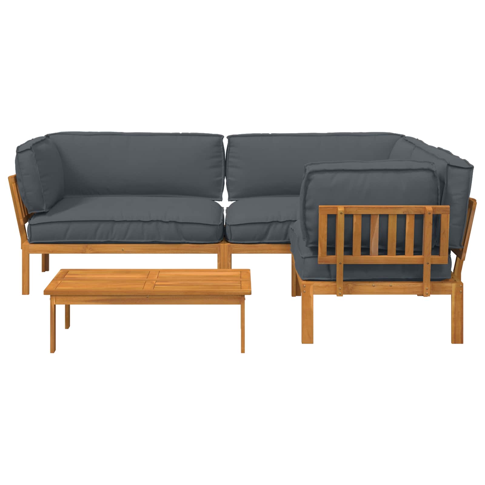 Bankstel met kussen Effen 4 pcs Antraciet Massief Acaciahout image 9