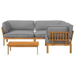 Set pohovek s polštářem 4 pcs Šedá Masivní akátové dřevo - obrázek 9